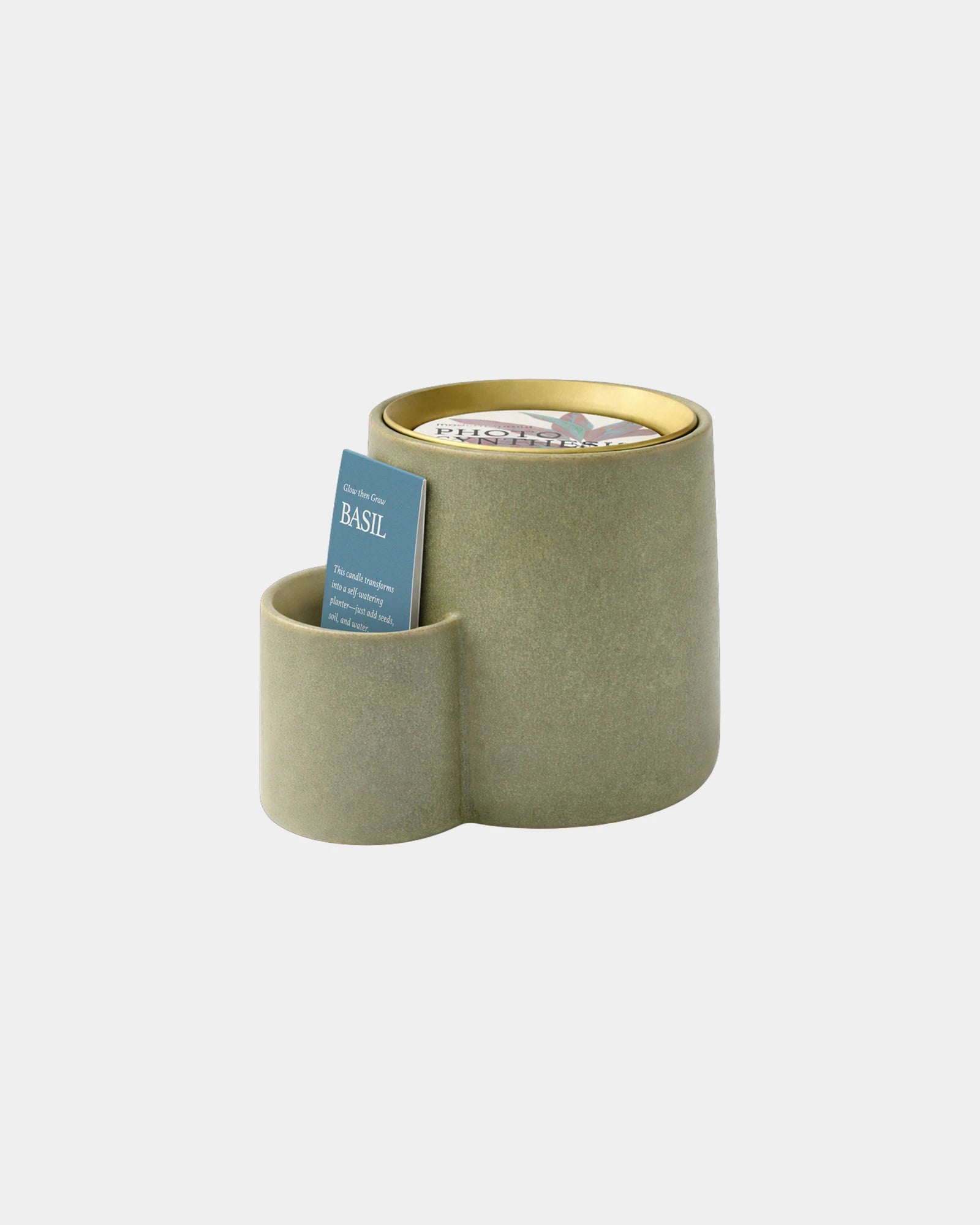 Custom soy candle and ceramic planter 8 oz set - Pebble- Photosynthesis