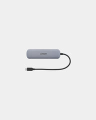 Custom aluminum Anker 7-in-1 USB-C hub adapter - Pewter Silver