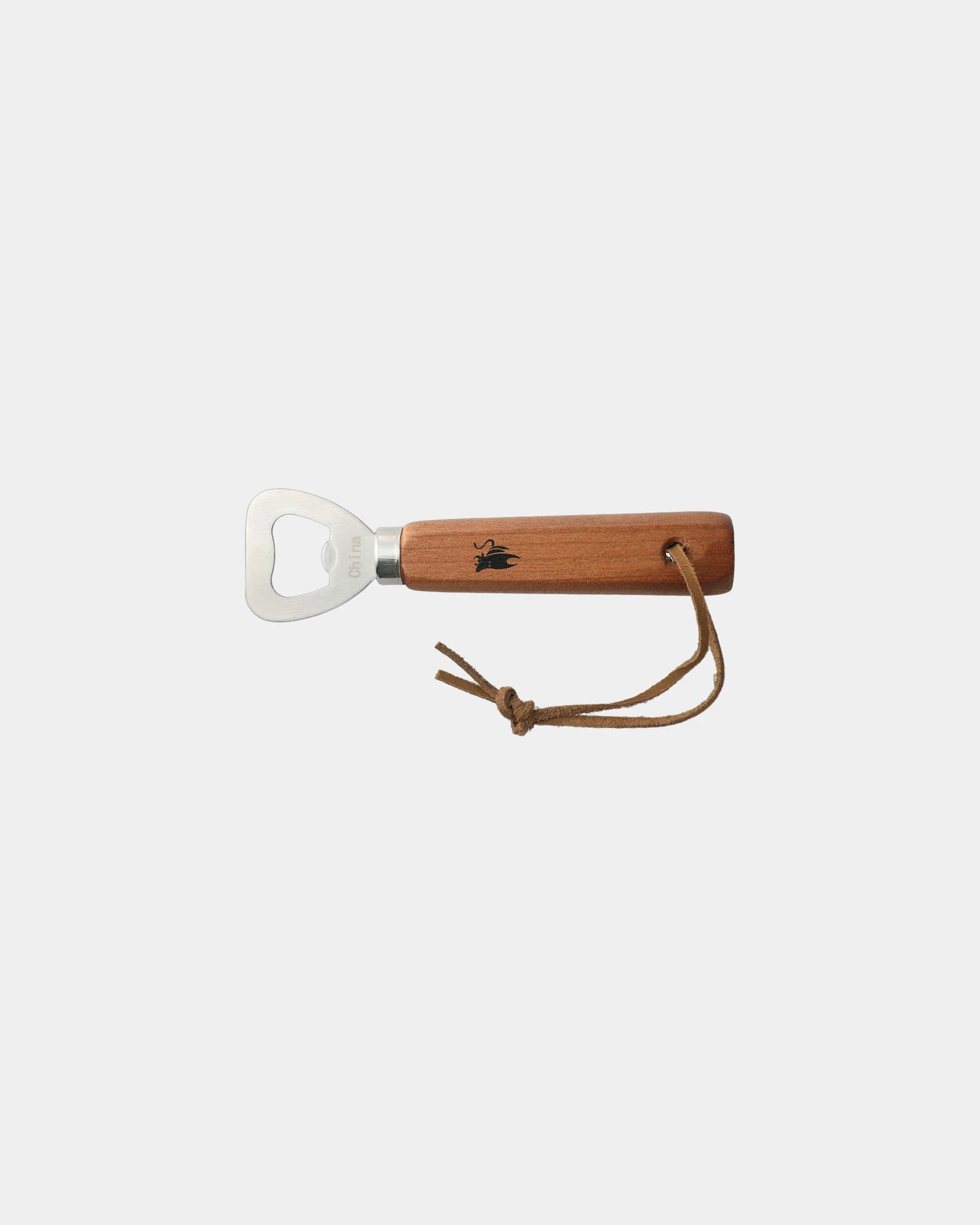Custom wood bottle opener with leather wrist strap - Wood(Wd)