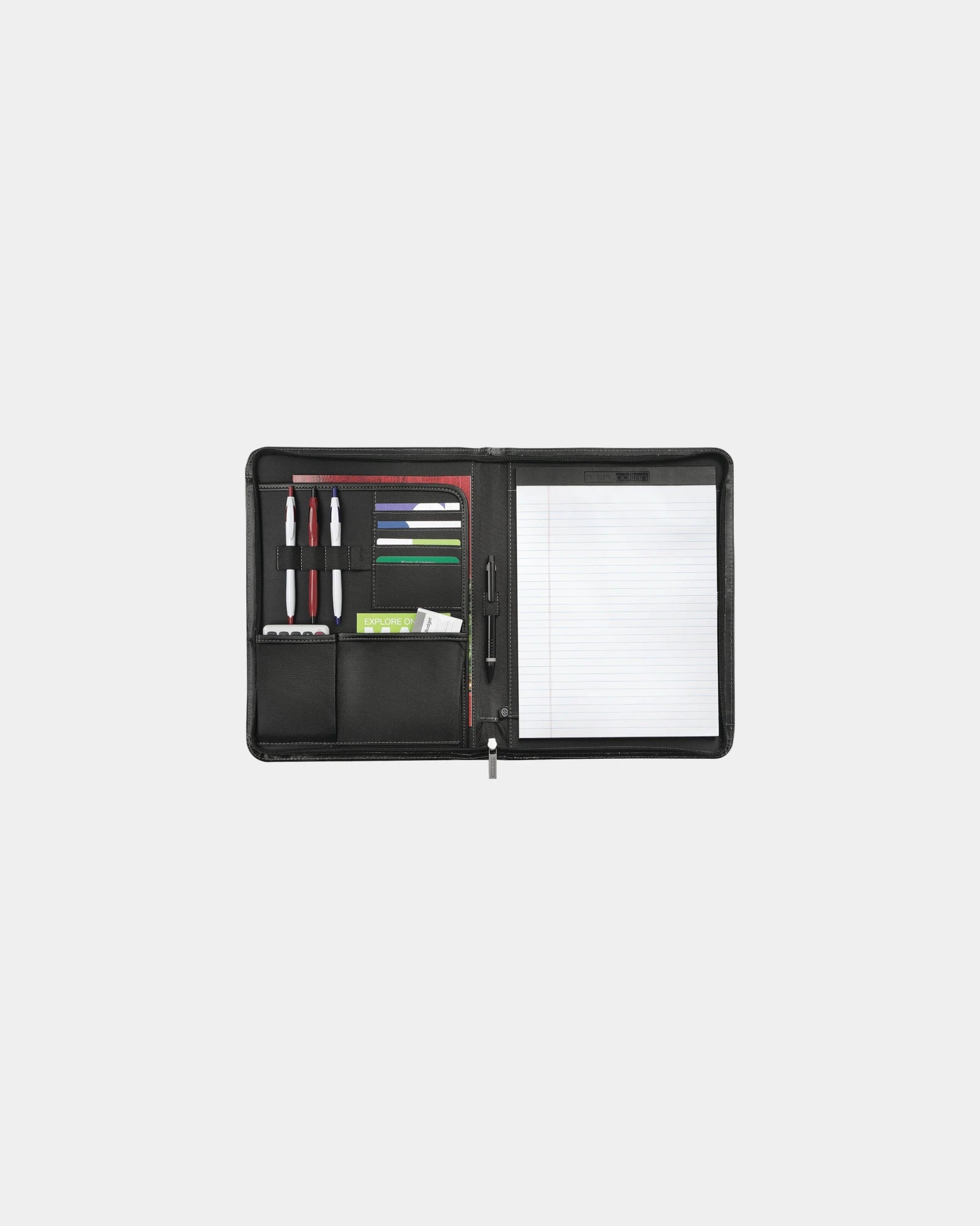 Custom zippered leather padfolio with writing pad - 2