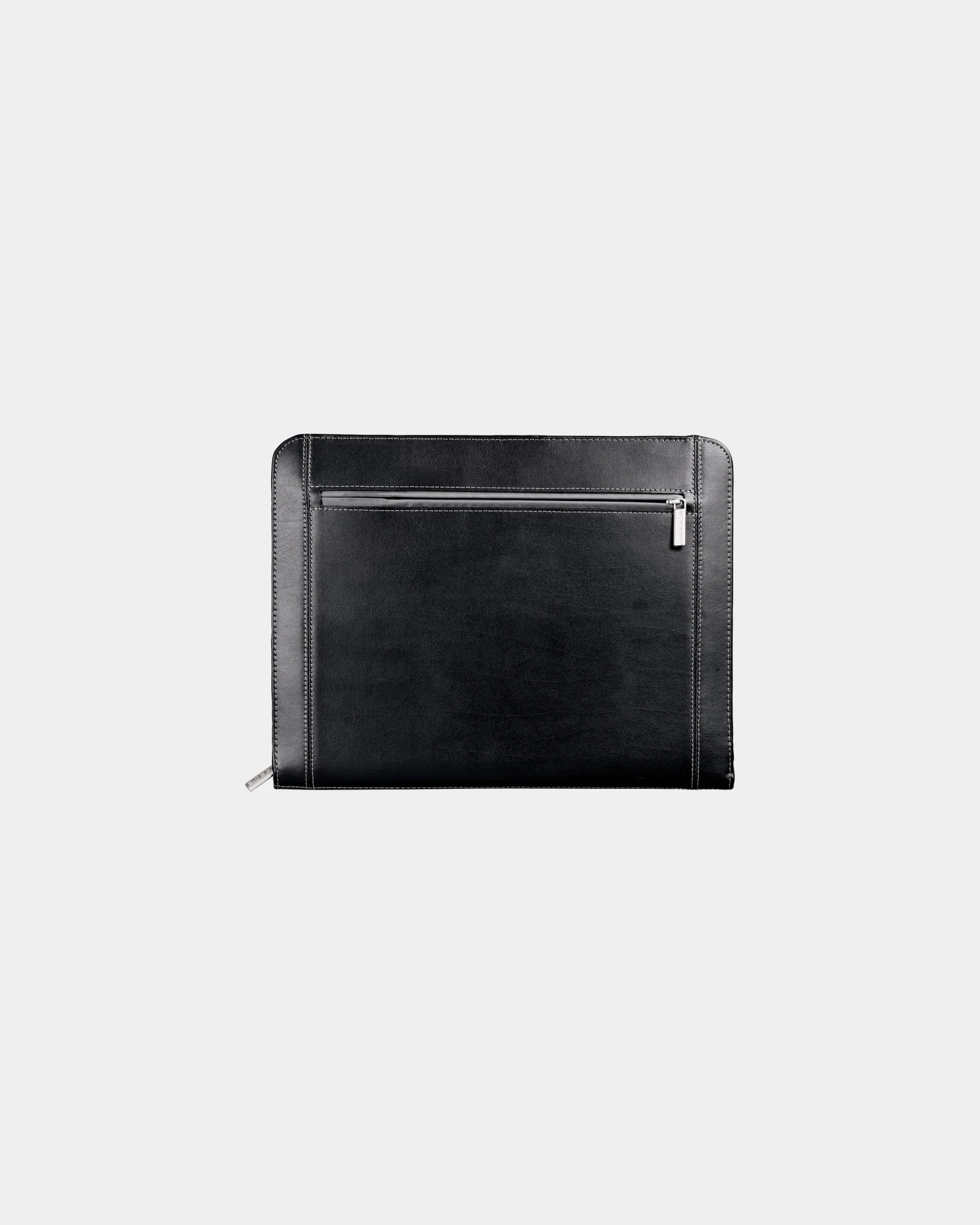 Custom zippered leather padfolio with writing pad - Black (Bk)