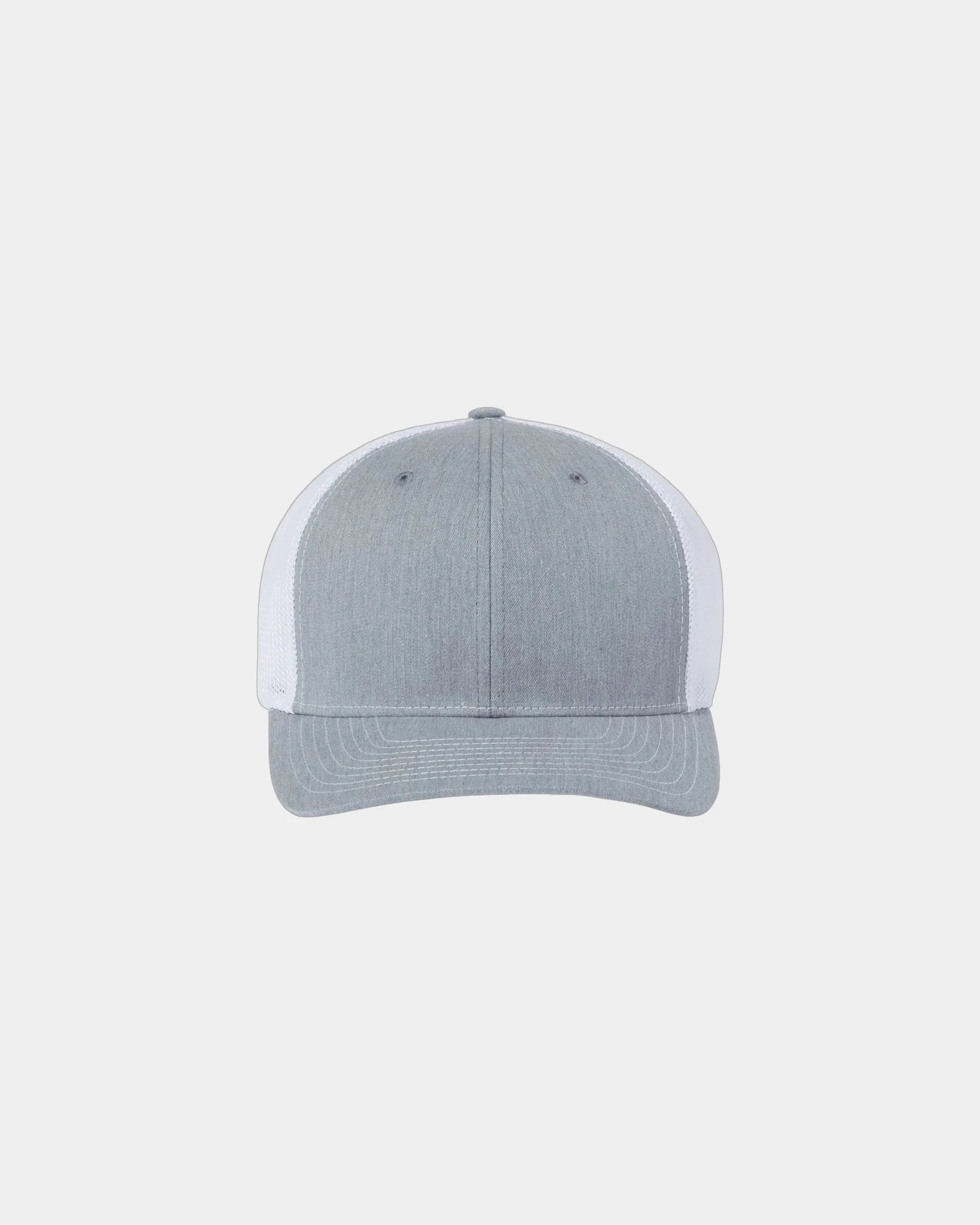 Custom mesh-back trucker cap with R-Flex closure - Heather Grey/ White