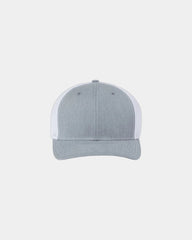 Custom mesh-back trucker cap with R-Flex closure - Heather Grey/ White