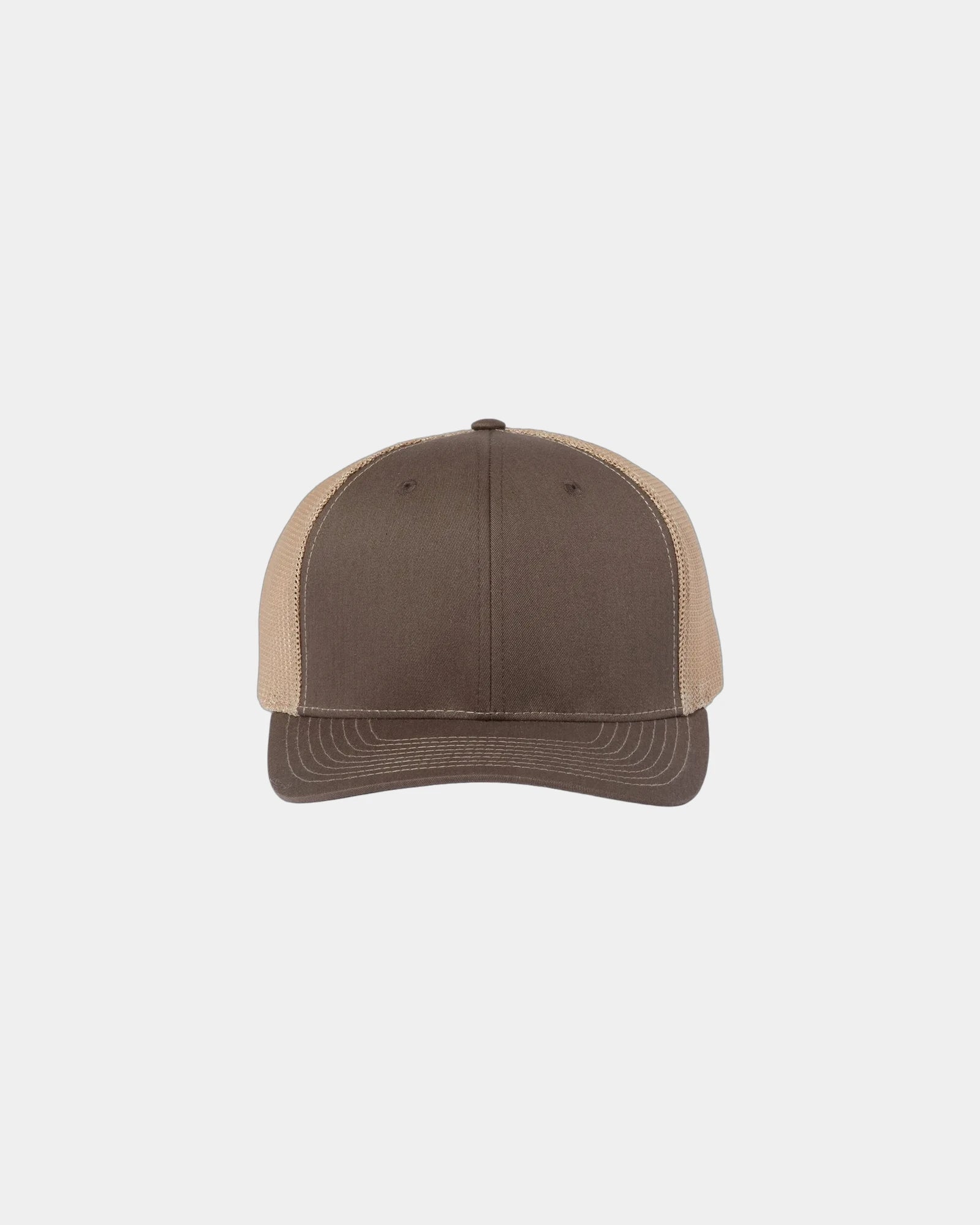 Custom mesh-back trucker cap with R-Flex closure - Brown/ Khaki