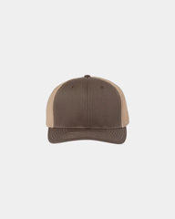 Custom mesh-back trucker cap with R-Flex closure - Brown/ Khaki