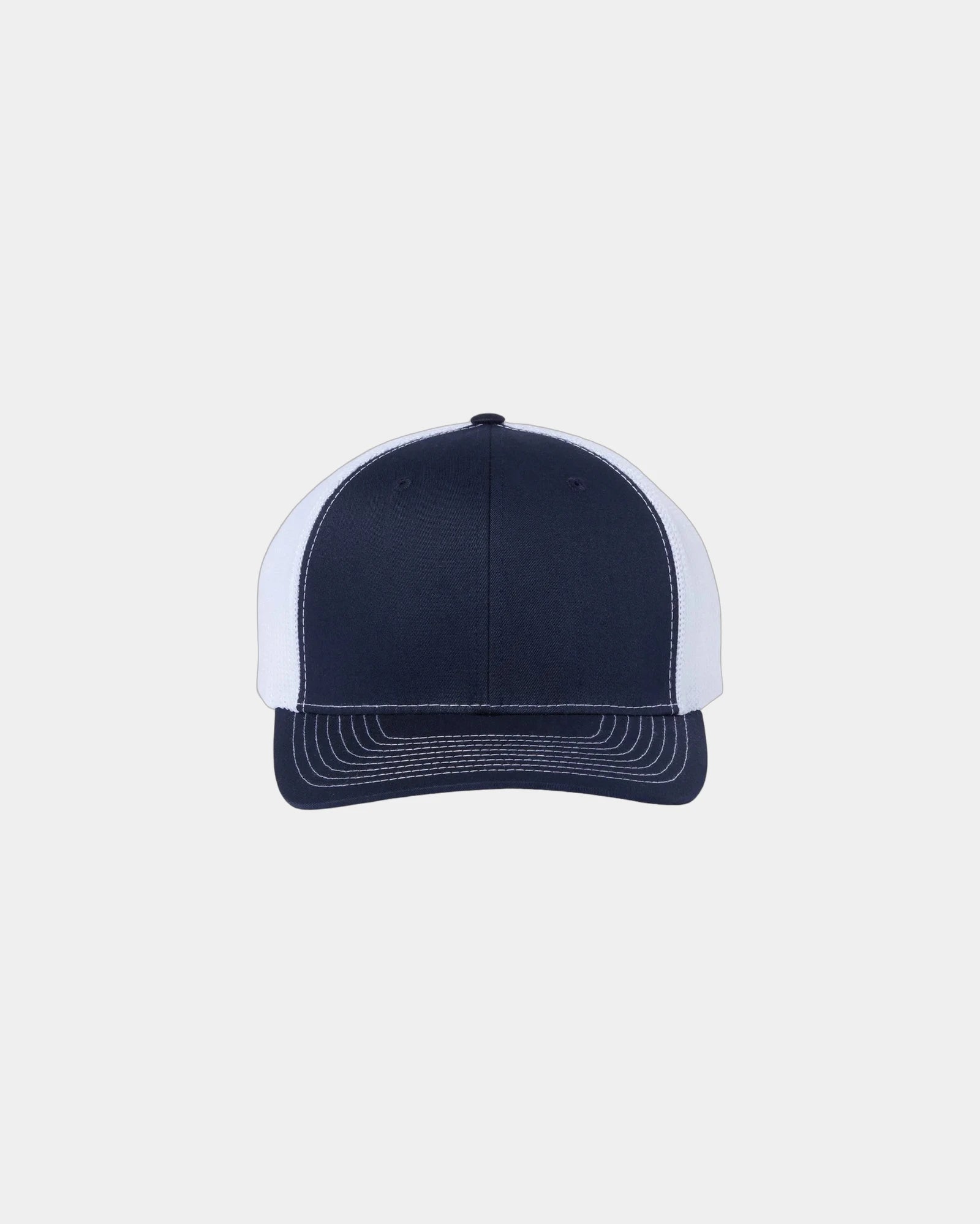 Custom mesh-back trucker cap with R-Flex closure - Navy/ White