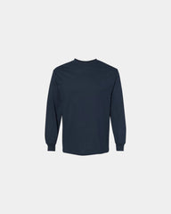 Custom heavyweight cotton long sleeve tee for teams - True Navy