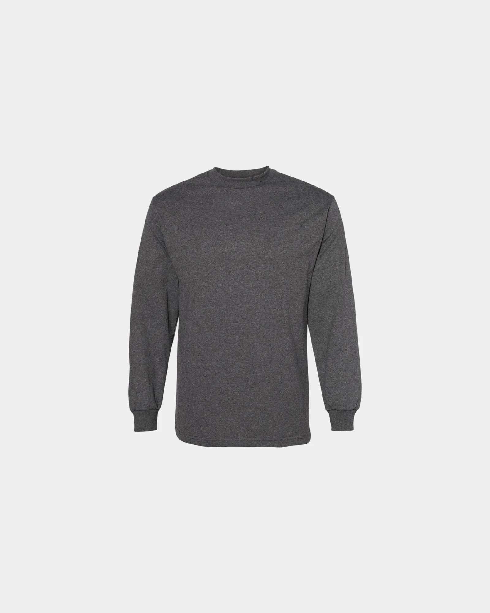 Custom heavyweight cotton long sleeve tee for teams - Heather Charcoal