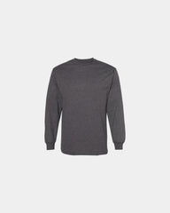 Custom heavyweight cotton long sleeve tee for teams - Heather Charcoal