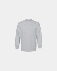 Custom heavyweight cotton long sleeve tee for teams - Heather Grey