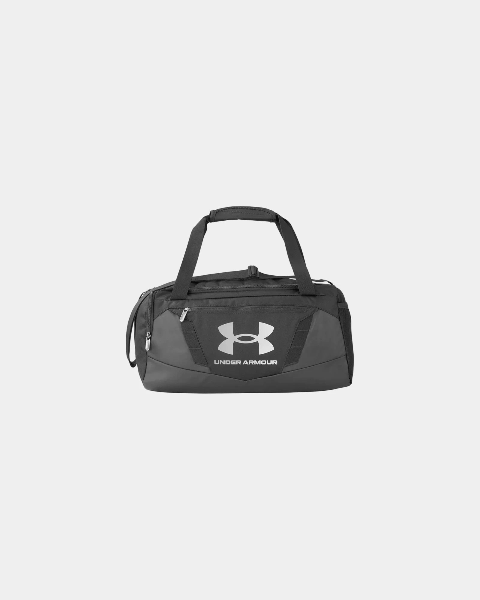 Custom water-resistant XS duffel bag with vented pocket - Black/ Metallic Silver