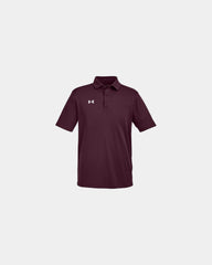 Custom moisture-wicking polyester men's tech polo - Dark Maroon/ White