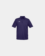 Custom moisture-wicking polyester men's tech polo - Purple/ White