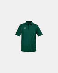 Custom moisture-wicking polyester men's tech polo - Forest Green/ White