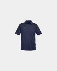 Custom moisture-wicking polyester men's tech polo - Midnight Navy/ White
