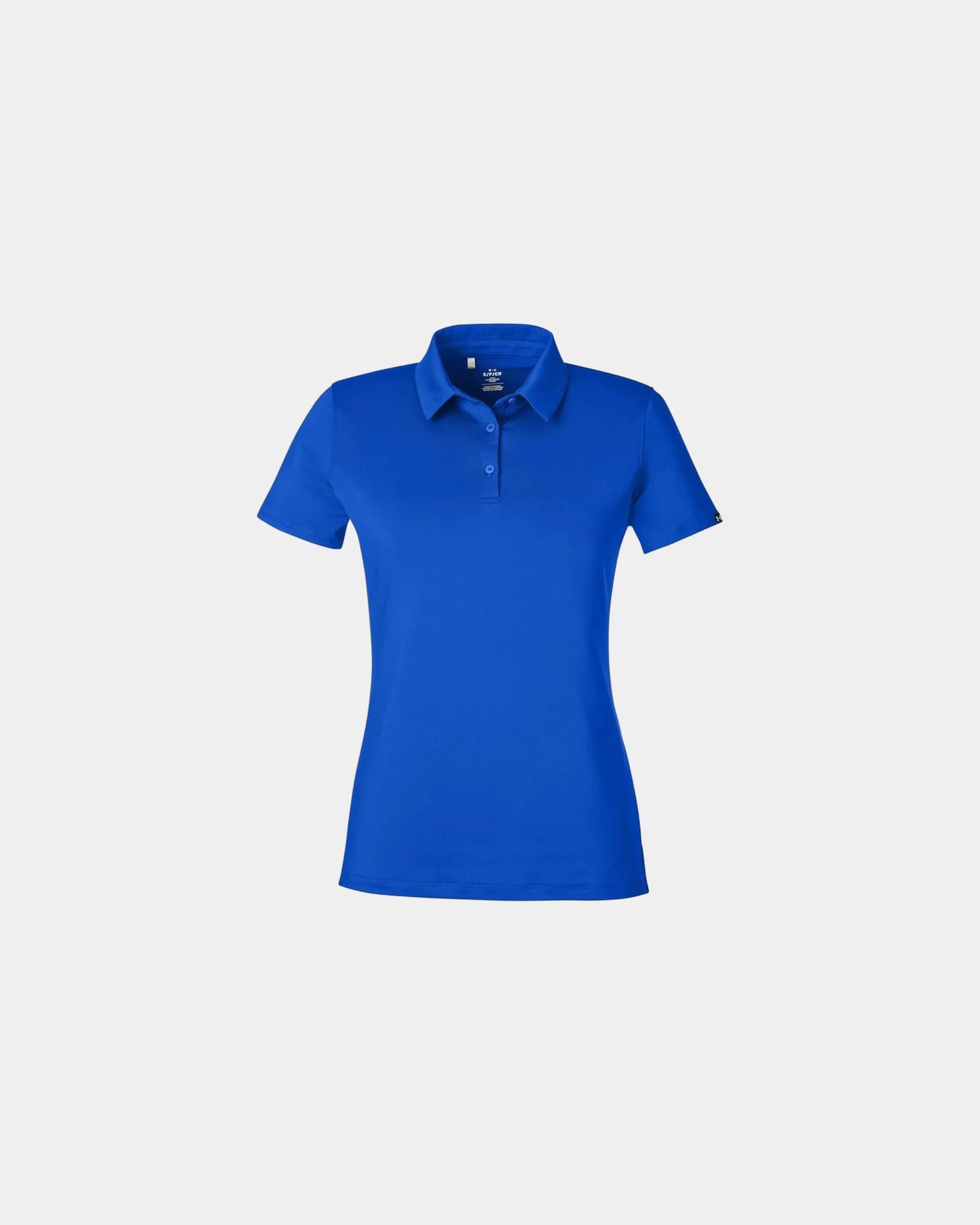 Custom women's recycled polo with moisture management - Royal/ White