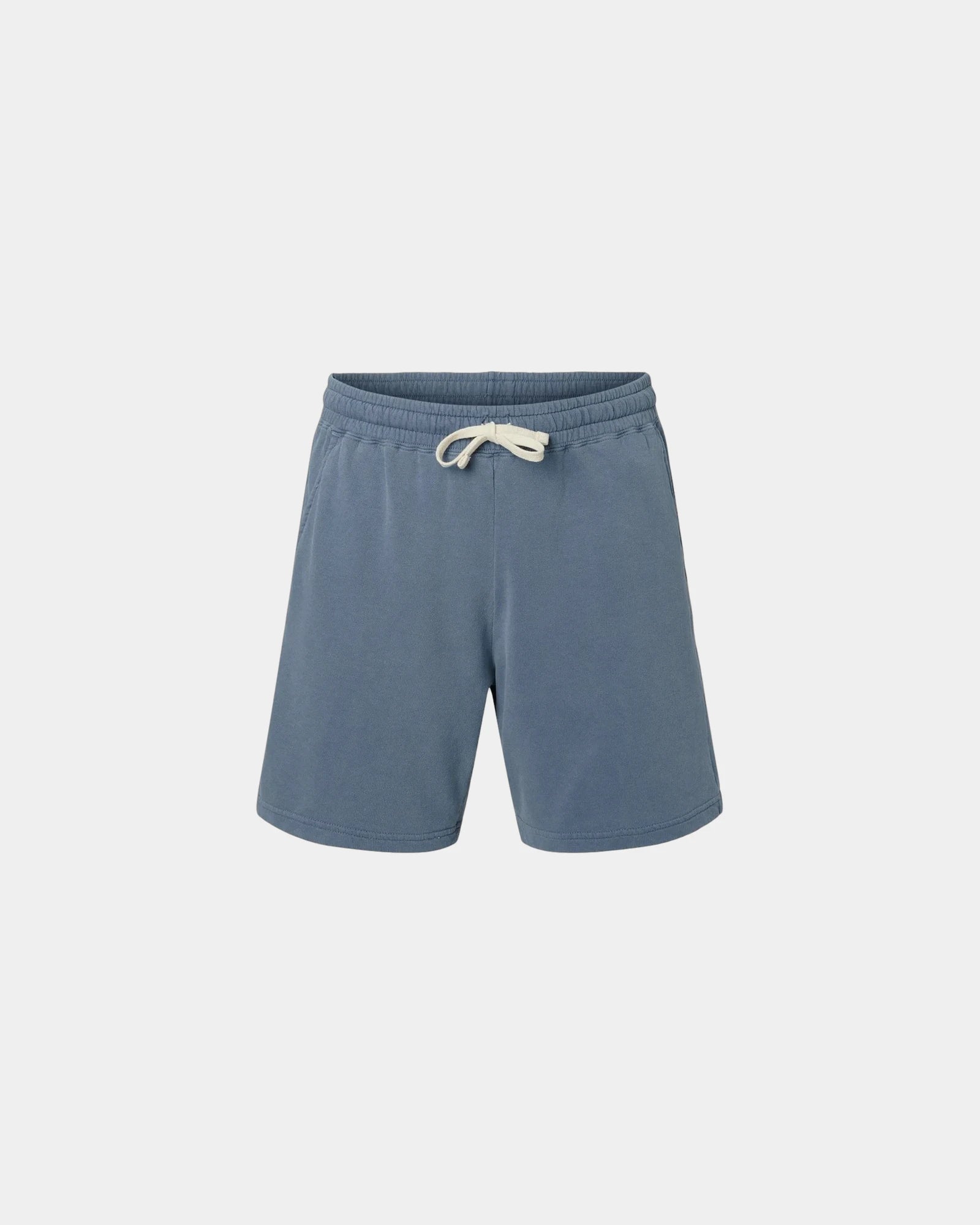Custom cotton garment-dyed lightweight sweat shorts - Blue Jean