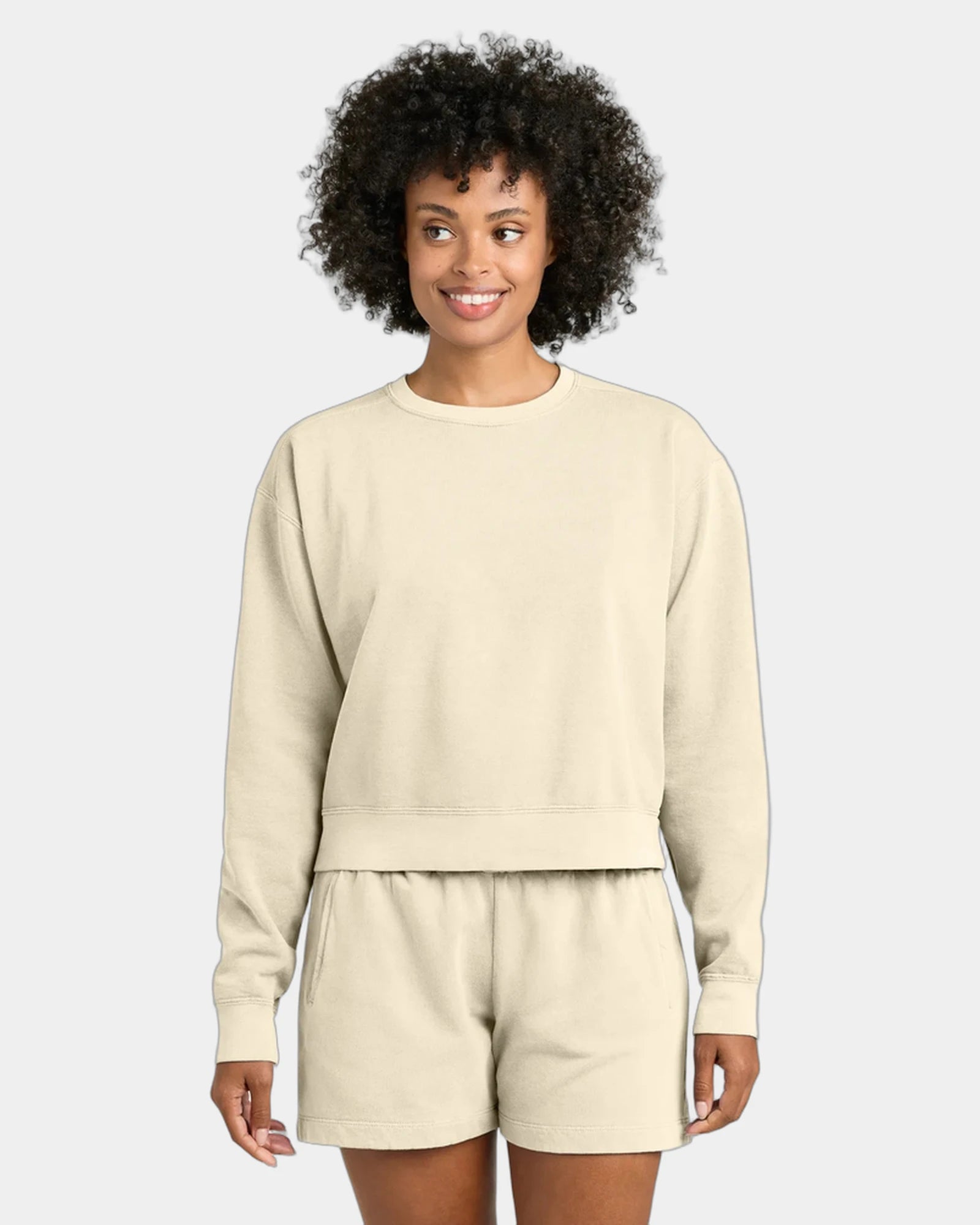Custom women's mid-length crewneck sweatshirt 9.5 oz - Ivory