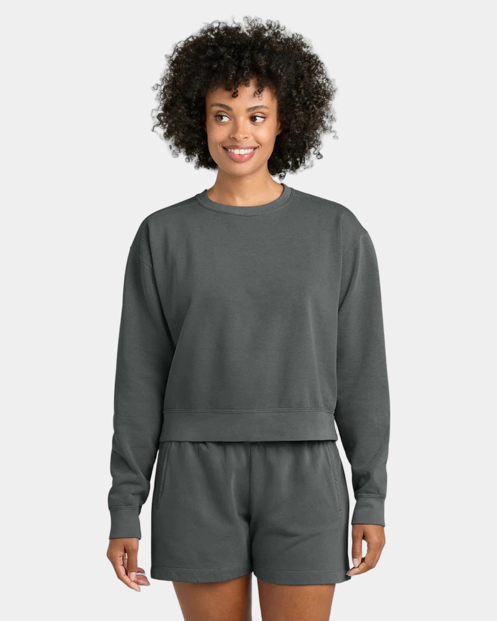 Custom women's mid-length crewneck sweatshirt 9.5 oz - Pepper