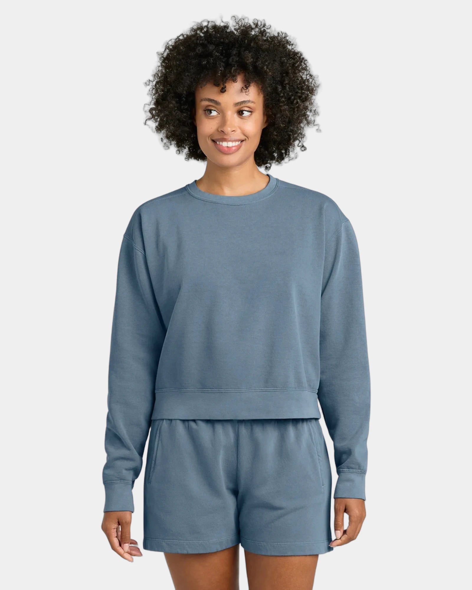 Custom women's mid-length crewneck sweatshirt 9.5 oz - Blue Jean