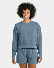 Custom women's mid-length crewneck sweatshirt 9.5 oz - Blue Jean