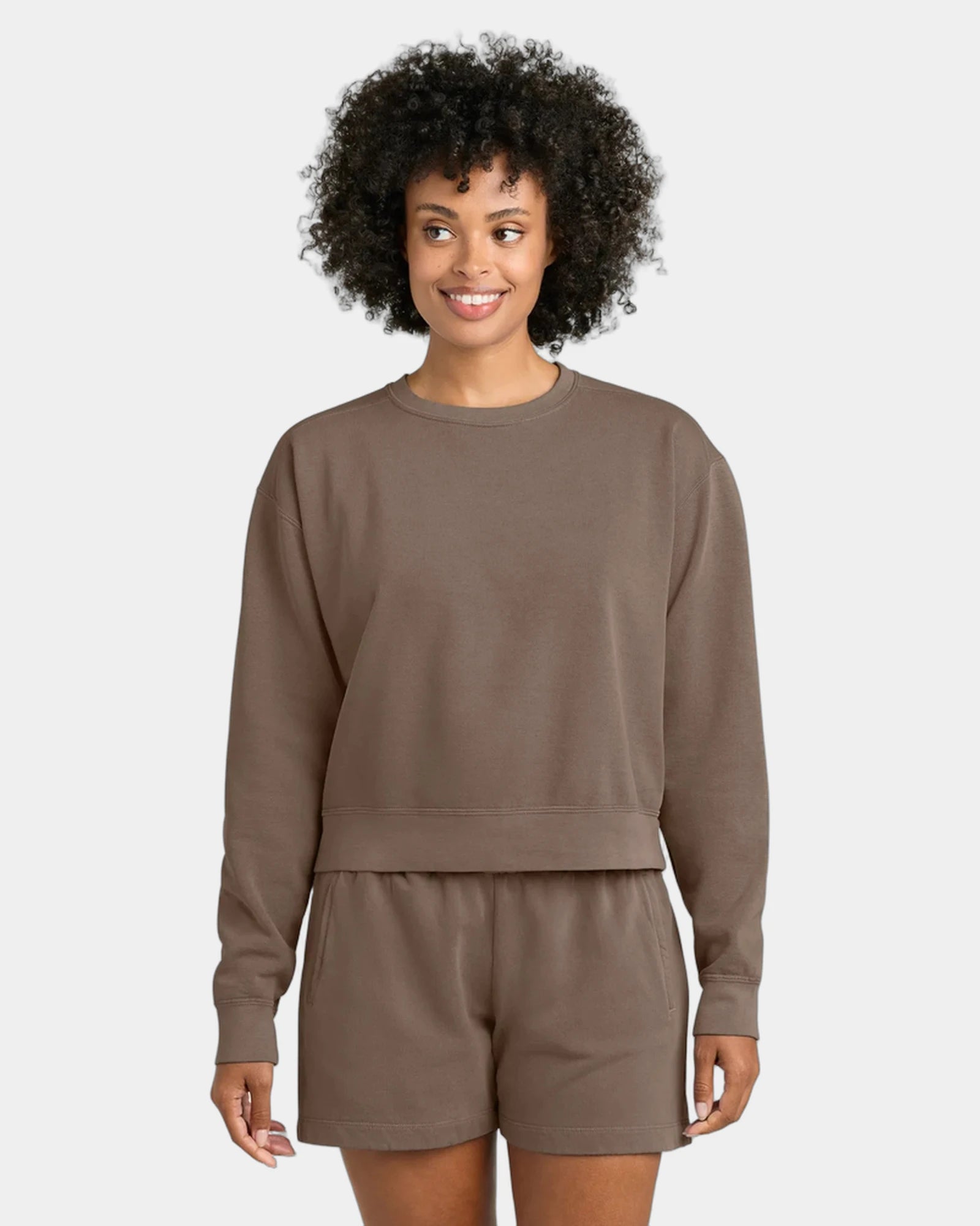 Custom women's mid-length crewneck sweatshirt 9.5 oz - Espresso