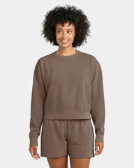 Custom women's mid-length crewneck sweatshirt 9.5 oz - Espresso