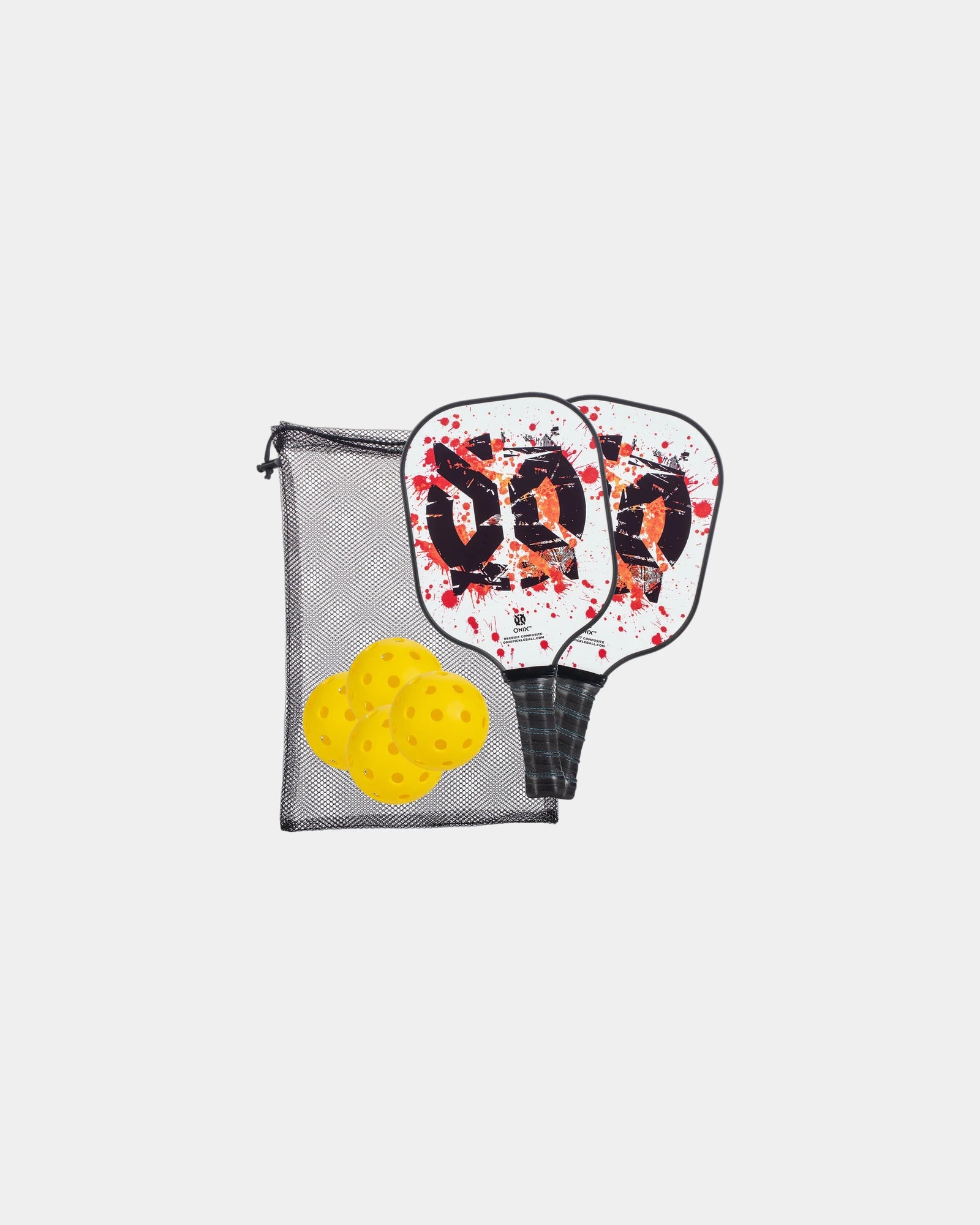 Custom composite pickleball set with paddles and balls - White (Wh)