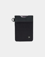 Custom leather RFID-secure vertical wallet with D-ring - Black (Bk)