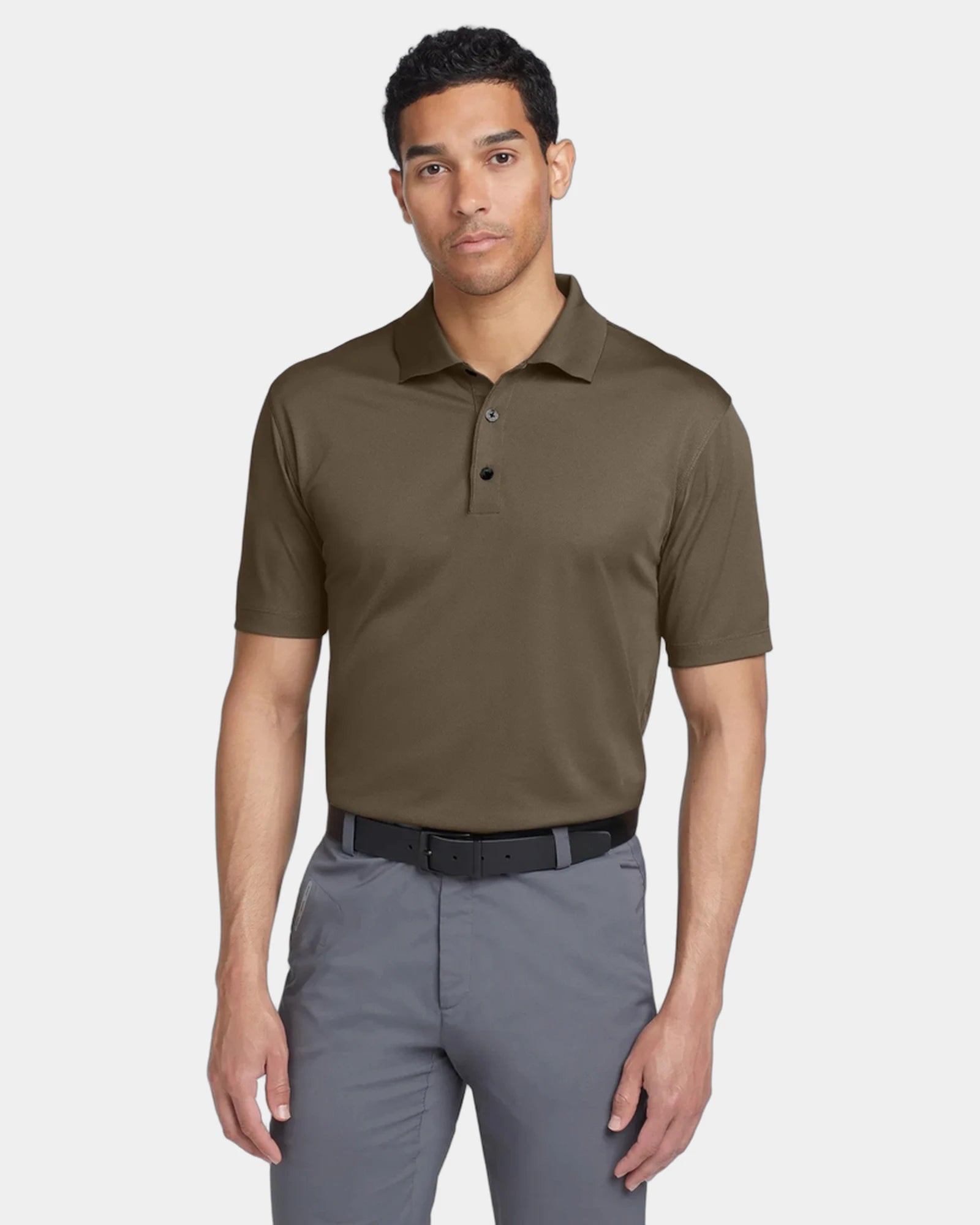 Custom 5.3-oz polyester polo Nike Tech Basic Dri-FIT - Olive Khaki
