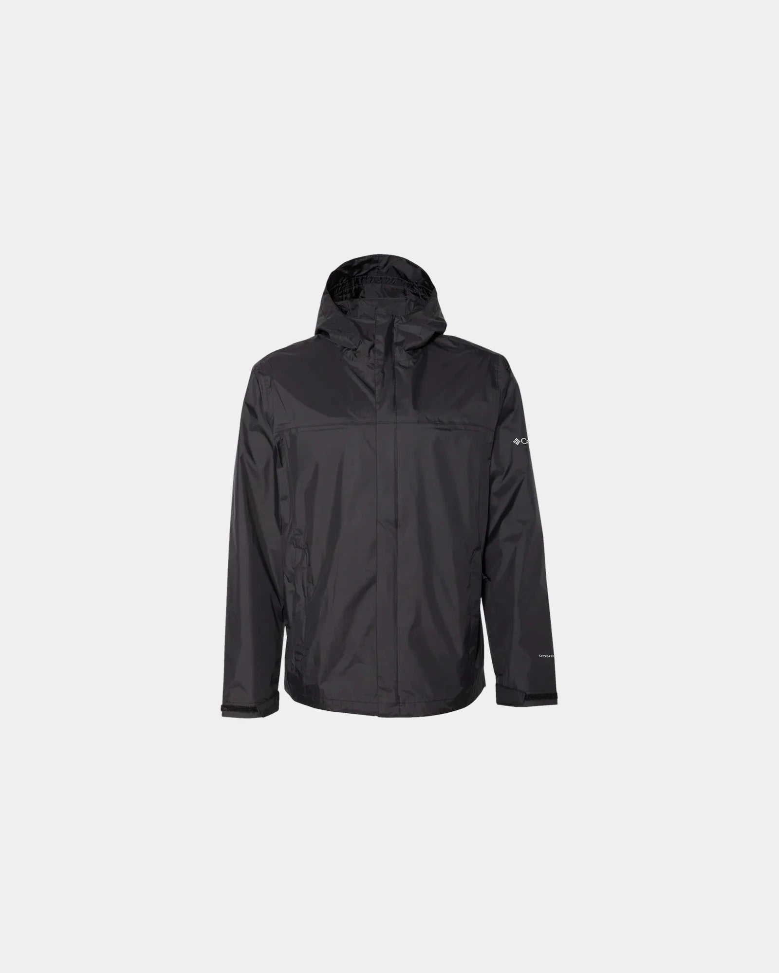 Custom waterproof rain jacket with adjustable storm hood - Black