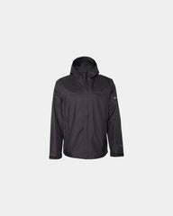 Custom waterproof rain jacket with adjustable storm hood - Black