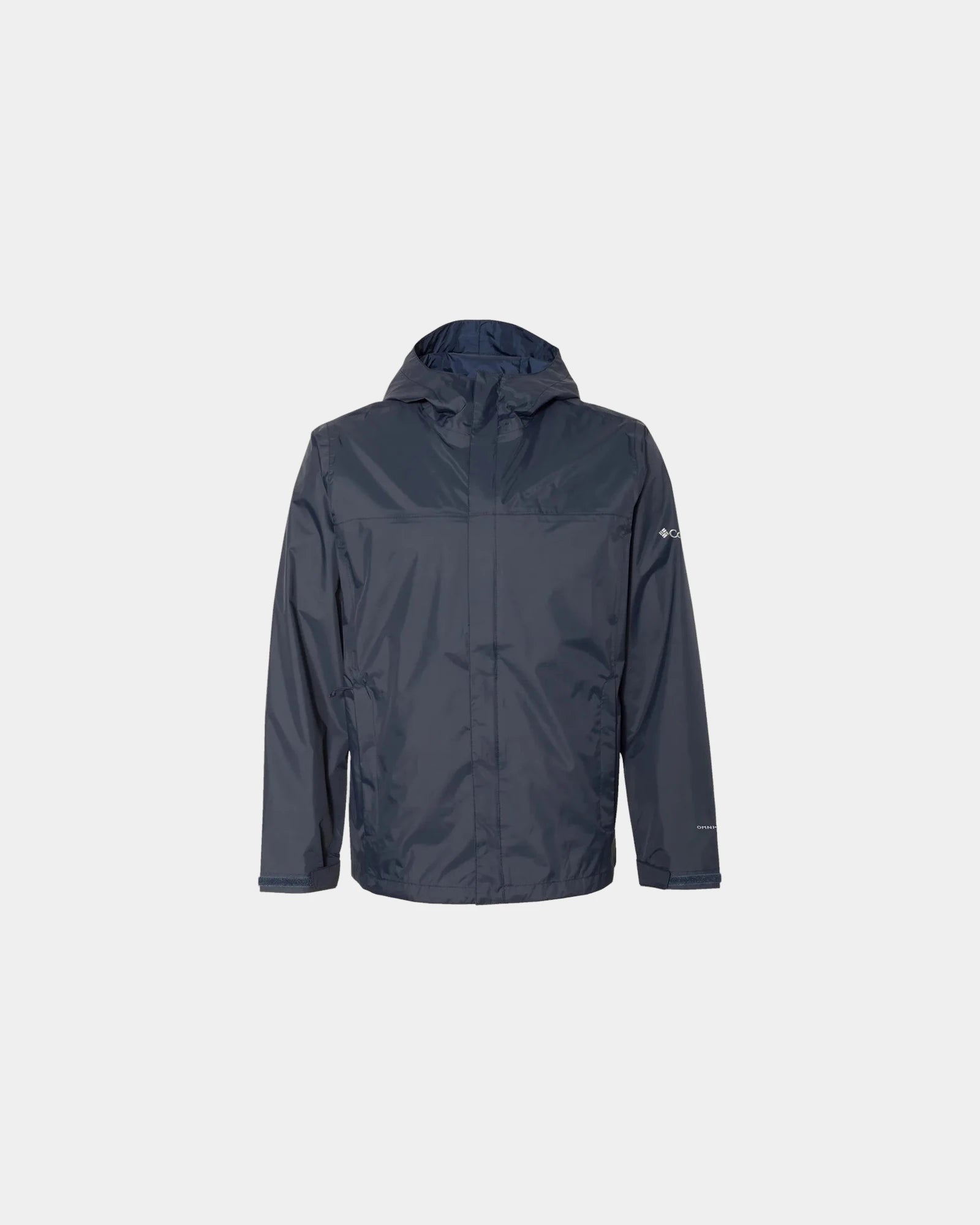 Custom waterproof rain jacket with adjustable storm hood - Collegiate Navy