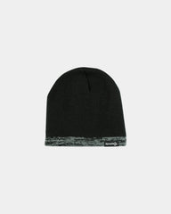 Custom fleece-lined two-tone knit beanie hat - Black
