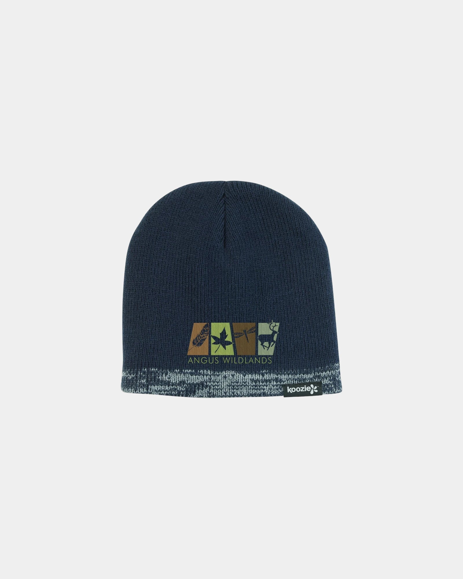 Custom fleece-lined two-tone knit beanie hat - 1