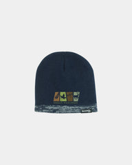 Custom fleece-lined two-tone knit beanie hat - 1