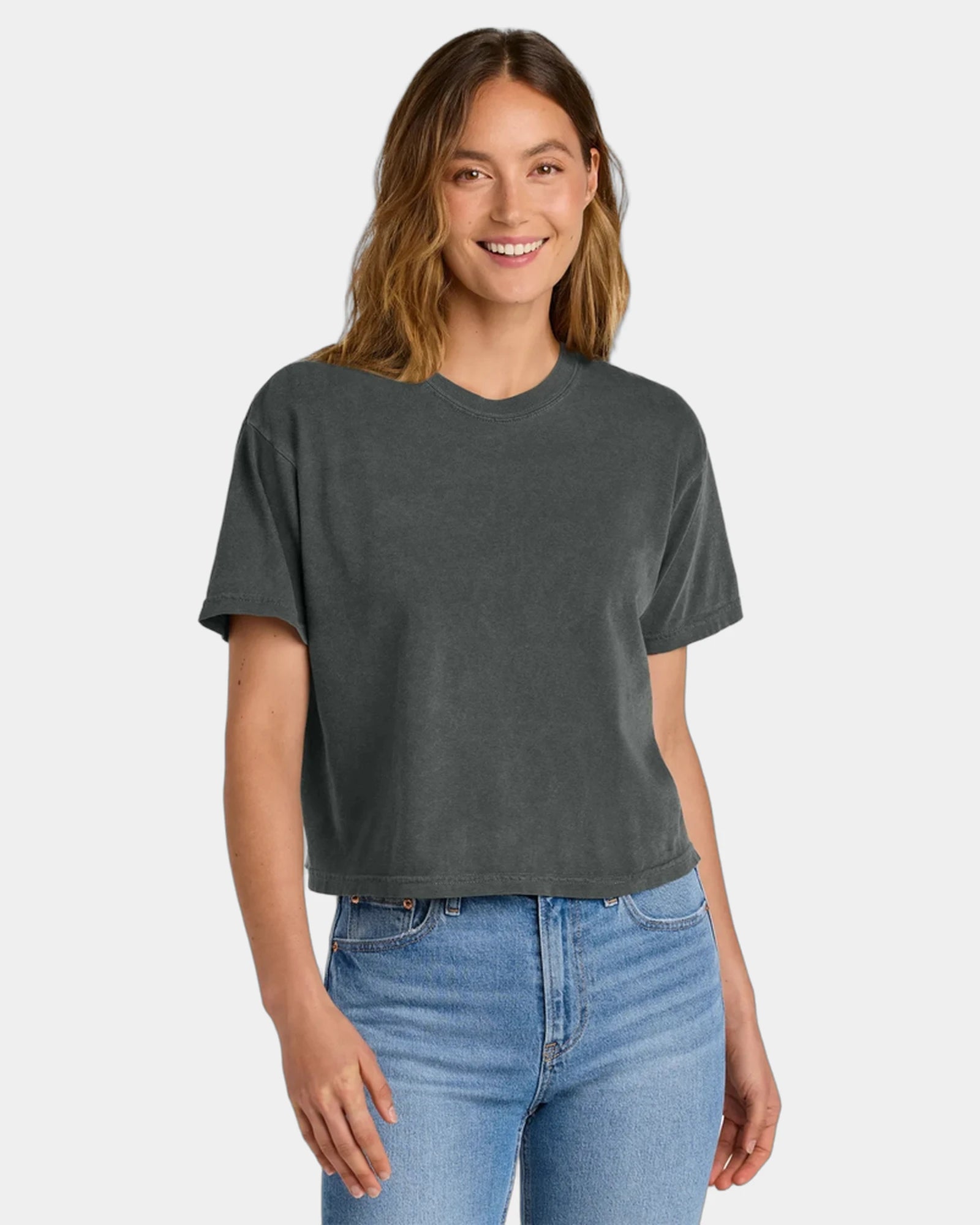 Custom heavyweight cotton boxy women's tee 6.1 oz - Pepper