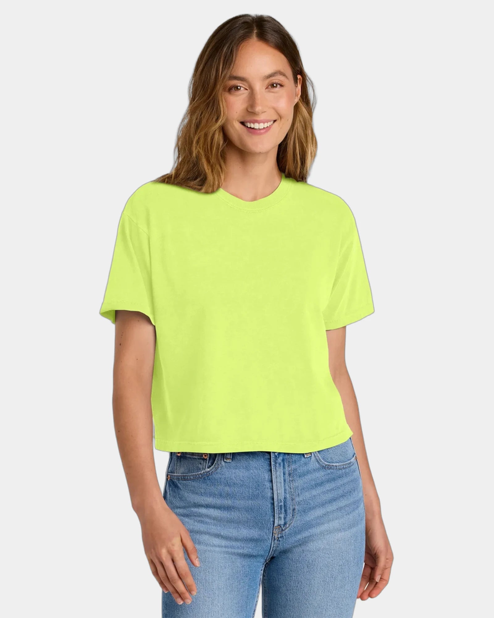 Custom heavyweight cotton boxy women's tee 6.1 oz - Neon Lemon