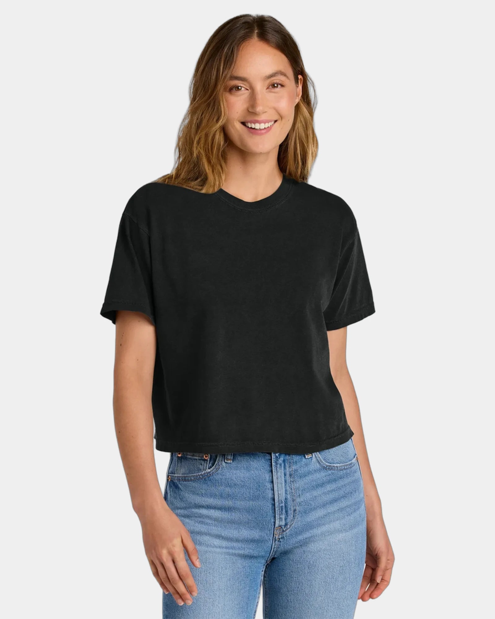 Custom heavyweight cotton boxy women's tee 6.1 oz - Black