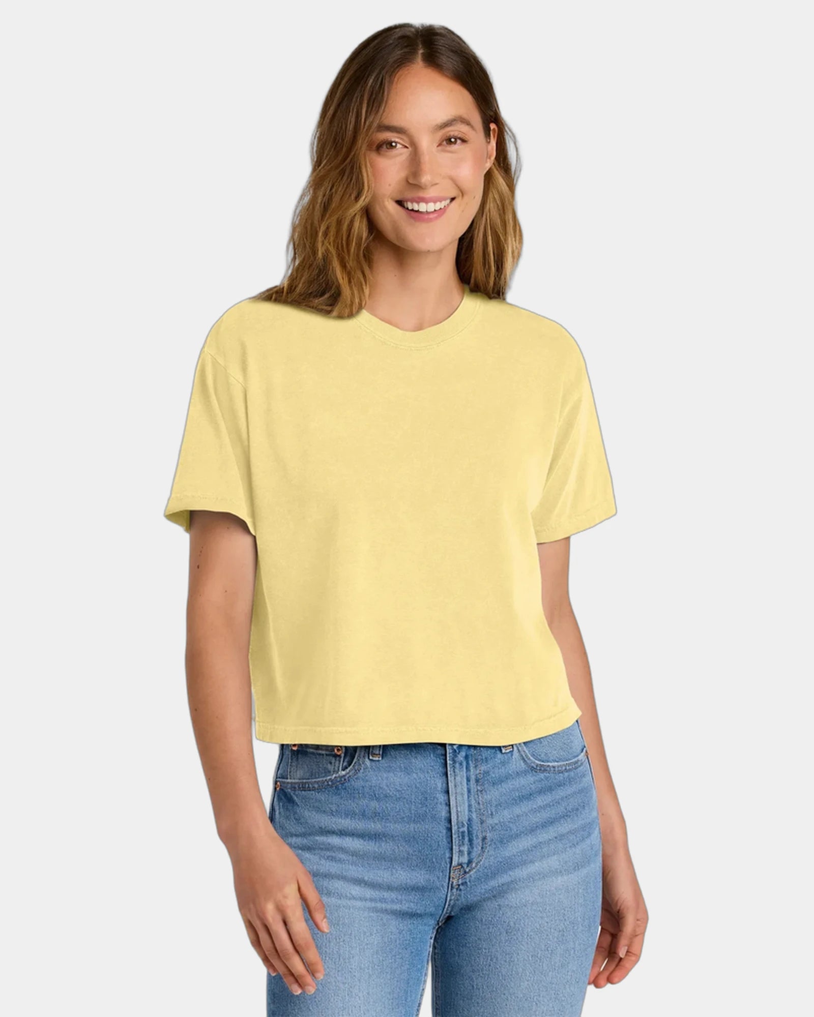 Custom heavyweight cotton boxy women's tee 6.1 oz - Butter