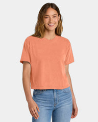 Custom heavyweight cotton boxy women's tee 6.1 oz - Neon Cantaloupe