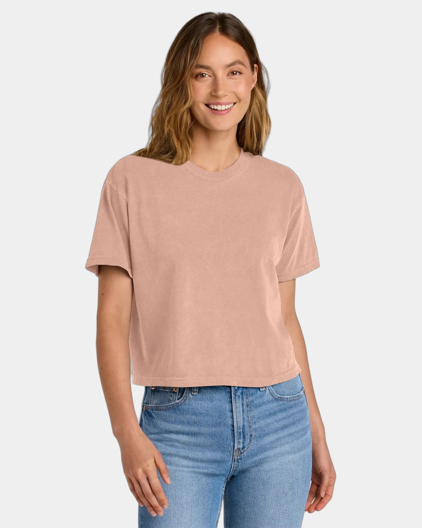 Custom heavyweight cotton boxy women's tee 6.1 oz - Peachy