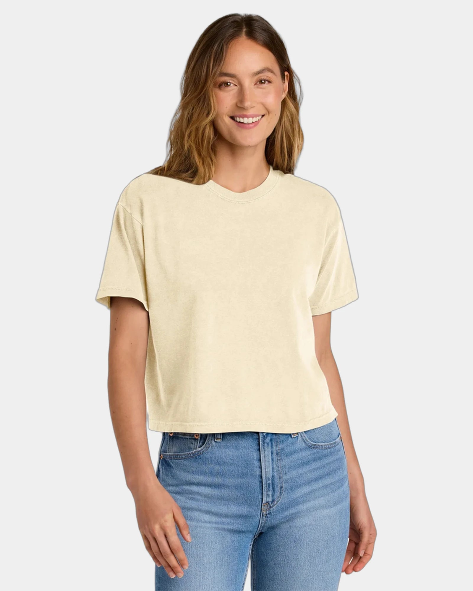 Custom heavyweight cotton boxy women's tee 6.1 oz - Ivory