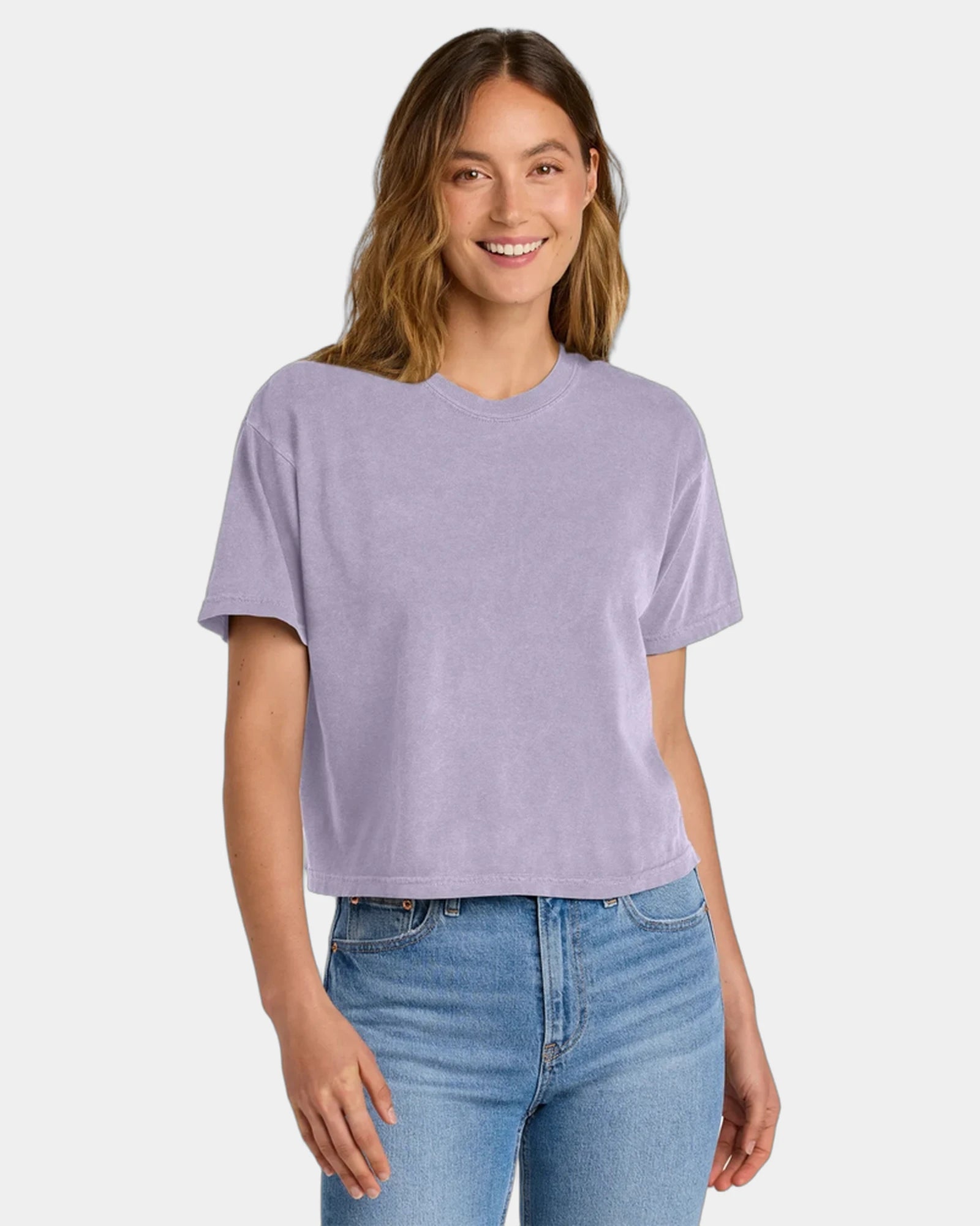 Custom heavyweight cotton boxy women's tee 6.1 oz - Orchid