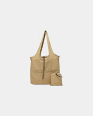 Custom recycled RPET water-resistant tote bag 14" handles - Sand / Black