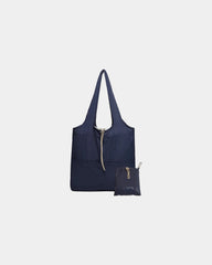 Custom recycled RPET water-resistant tote bag 14" handles - Navy / Cream