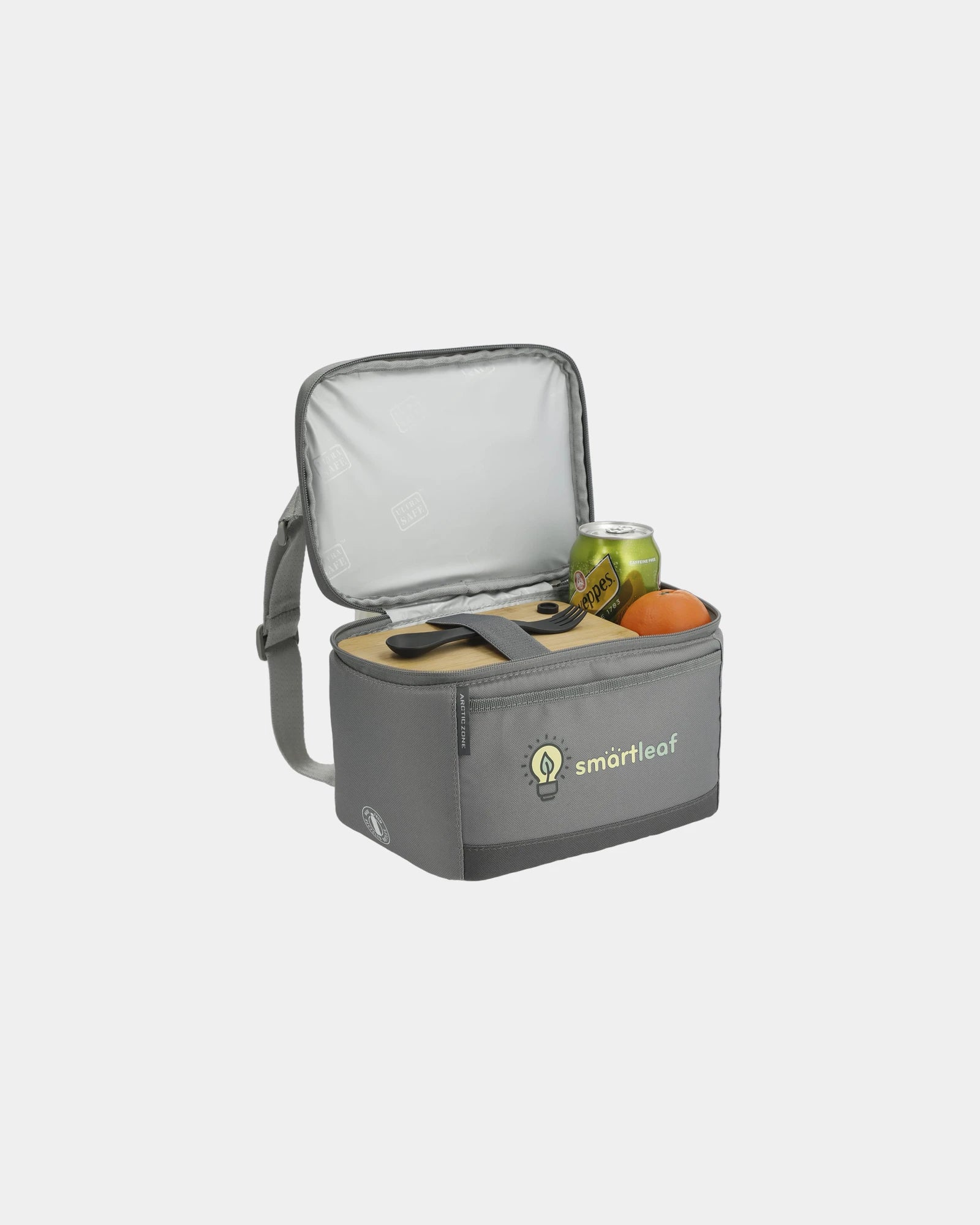 Custom recycled 6-can lunch cooler bag with strap - 8