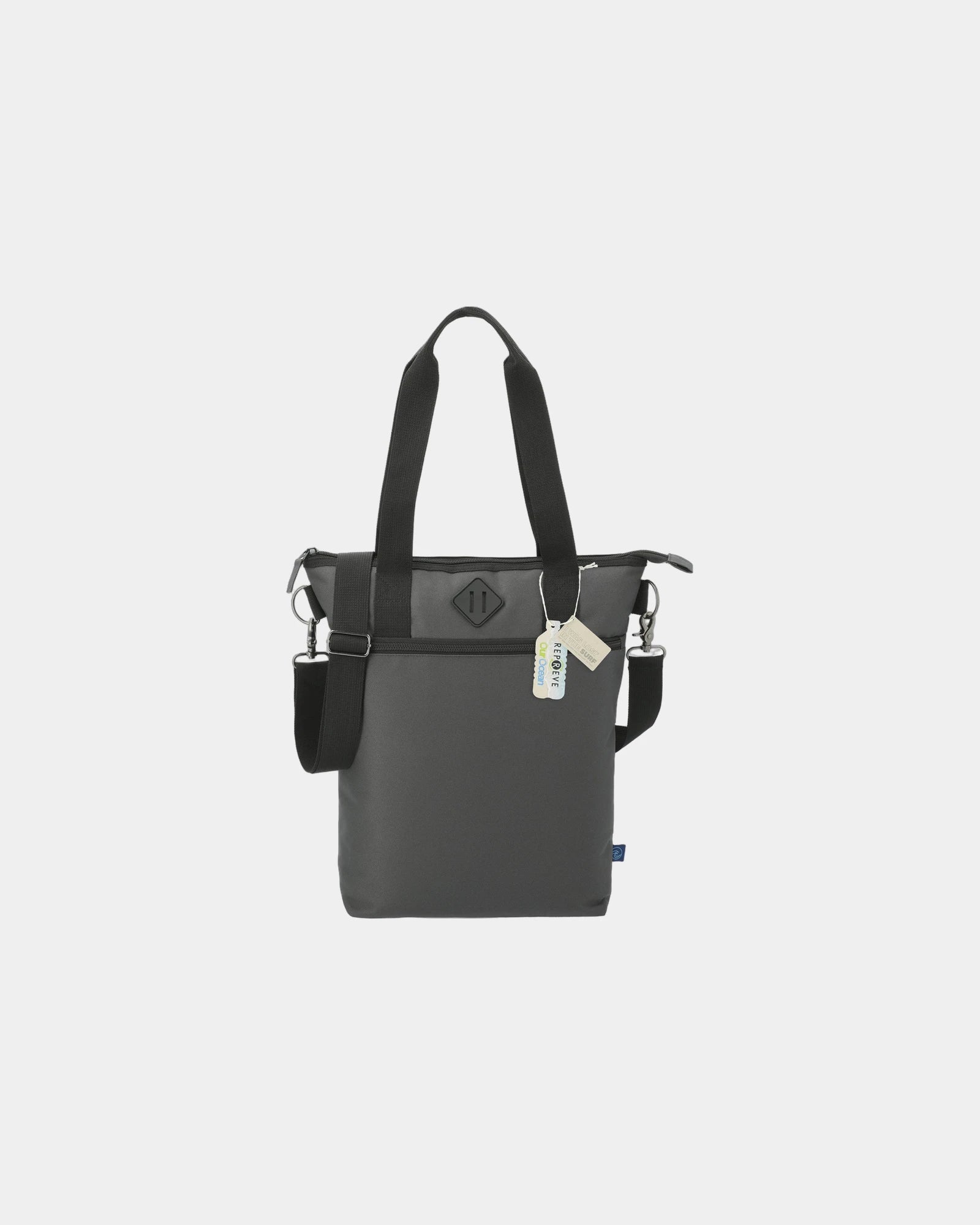 Custom recycled polyester laptop tote bag with sleeve - Charcoal (Ca)