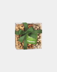 Custom 3-way nut mix gift set with hang tag print - Clear