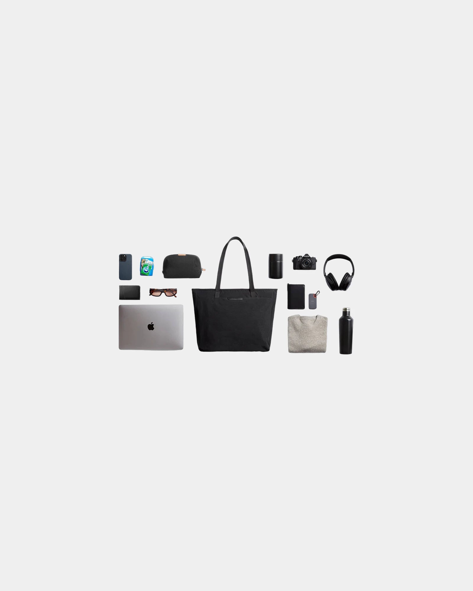 Custom recycled nylon computer tote bag Bellroy Tokyo 13" - Black (Bk)